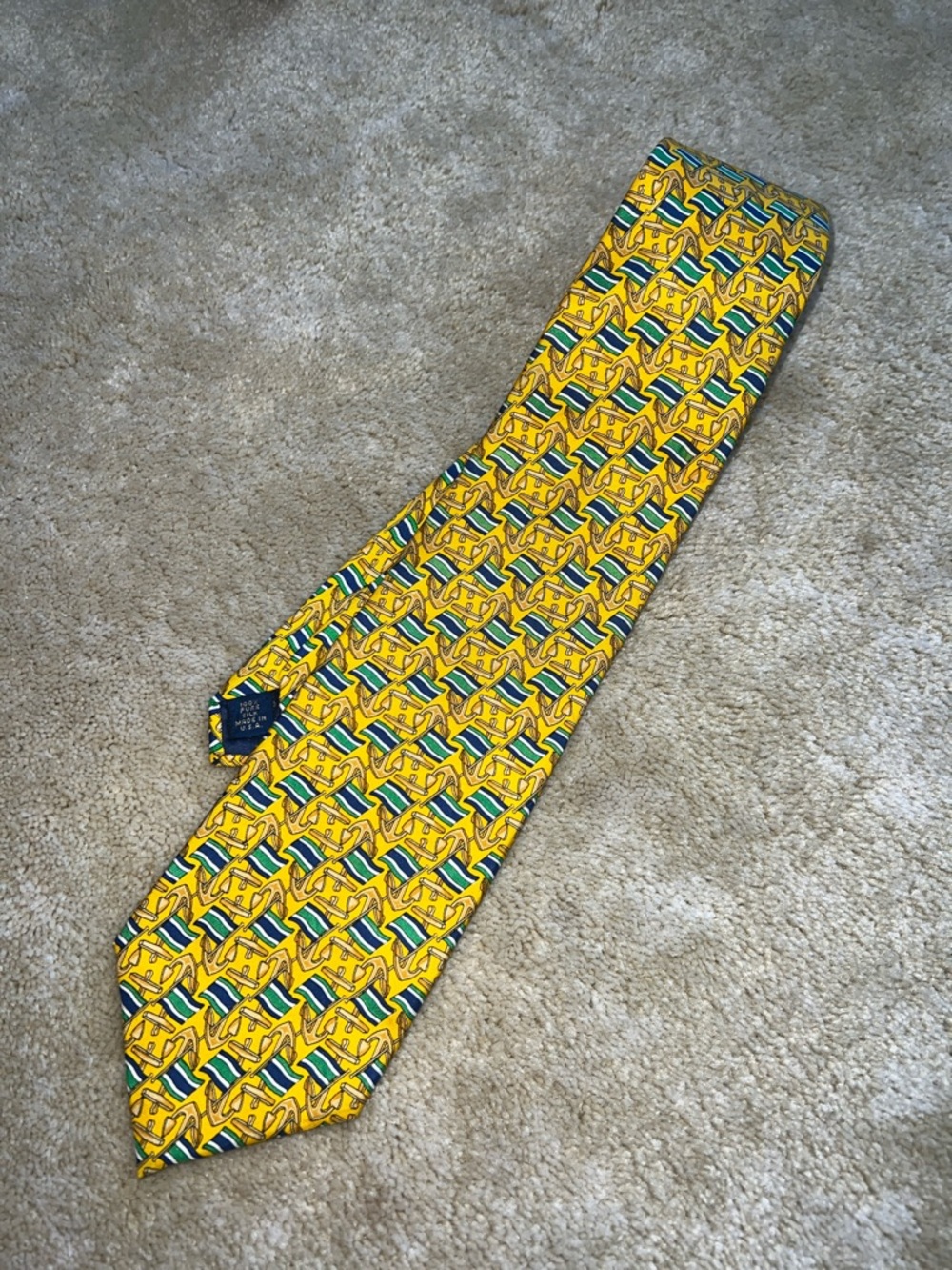 Huntington 100% silk Men's Tie with flags and anchors